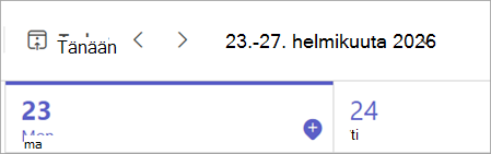 Vaihda kuukausi ja vuosi sivun vasemmassa yläkulmassa