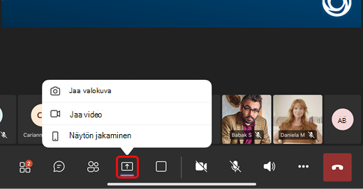 Jaa valokuva, video tai näyttö