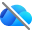 OneDrive クラウド アイコンに線が通ります。