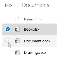リスト ビューで OneDrive でファイルを選択