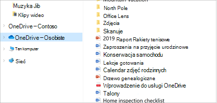 Eksplorator plików otwarte z wybraną pozycją OneDrive-Personal