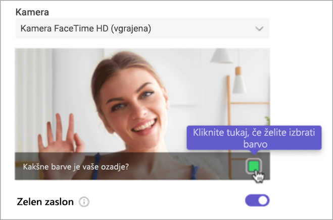 Nastavitev zelenega platna za barvo zelenega platna