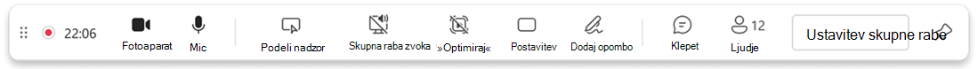 Posnetek zaslona orodne vrstice predstavitelja.
