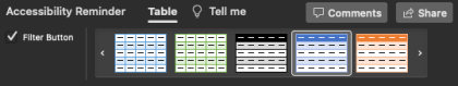 Gruppen Tabellformat i Excel för Mac