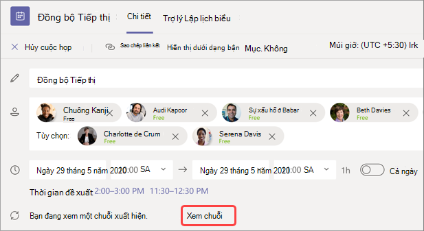 Hình ảnh hiển thị vị trí của chuỗi dạng xem trong đồng bộ hóa tiếp thị