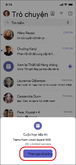 teams join with room on iPhone