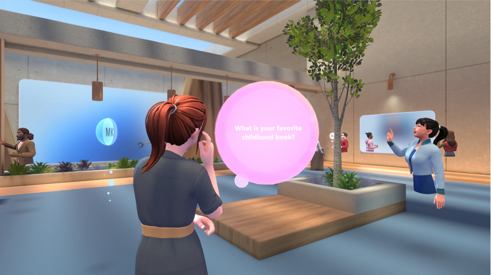 显示虚拟形象在沉浸式事件中与虚拟对象交互的屏幕截图。